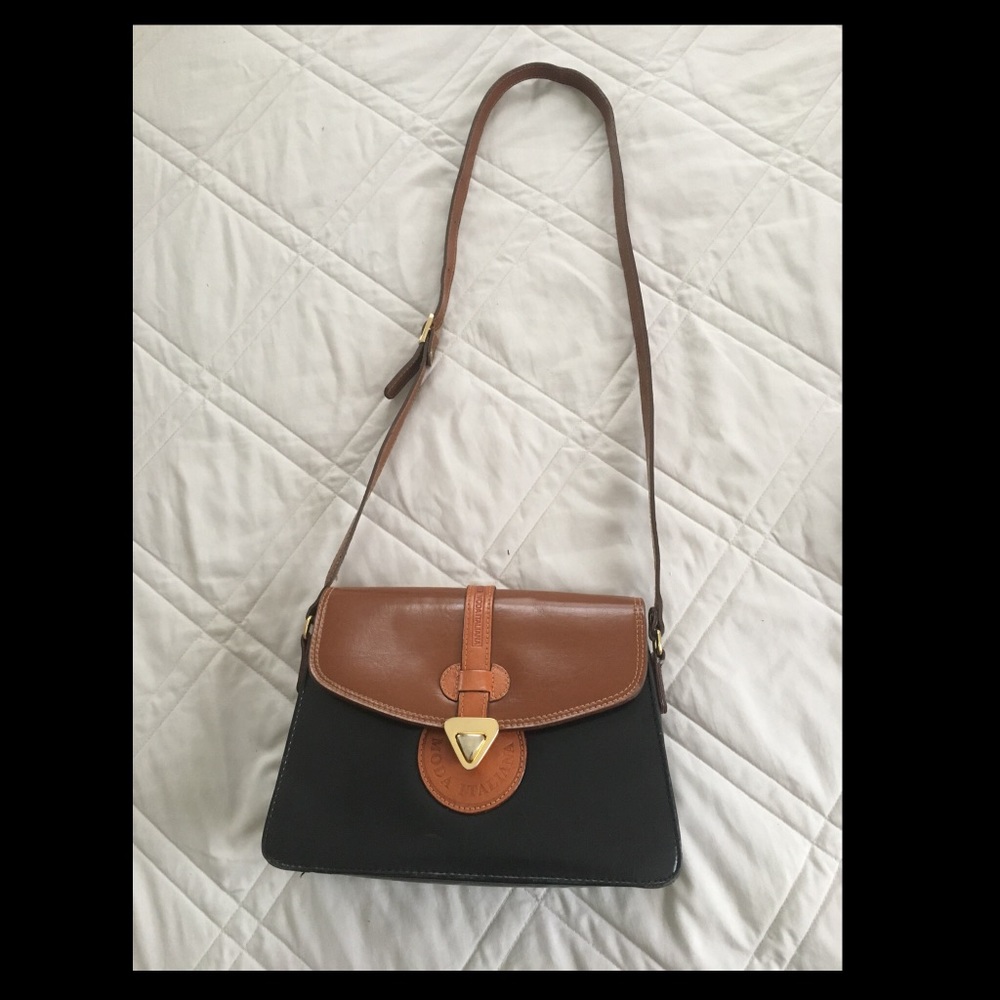 Moda Italiana Brown Black Leather Crossbody Purse